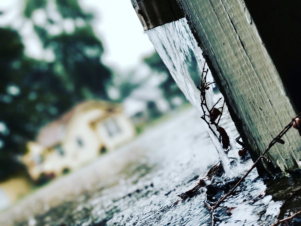 Gutter downspout on a house