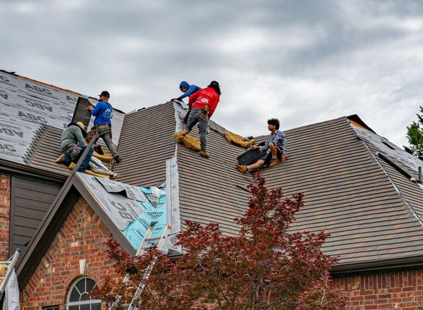 Roofing crew at work